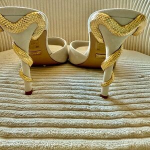 Aldo Gold and Cream Heels